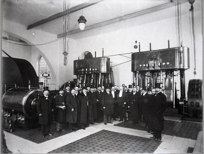 Original factory management from England in the Silocentrála (energy center), 1912