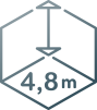 <p>A usable height of up to 4.8 m,<br />
the possibility to add<br />
a mezzanine</p>
